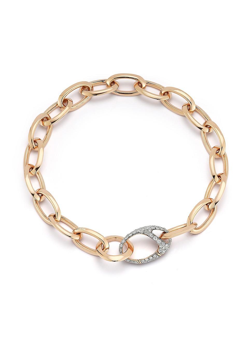 Womens Garnett 18K Rose Gold & Diamond Link Bracelet Product Image