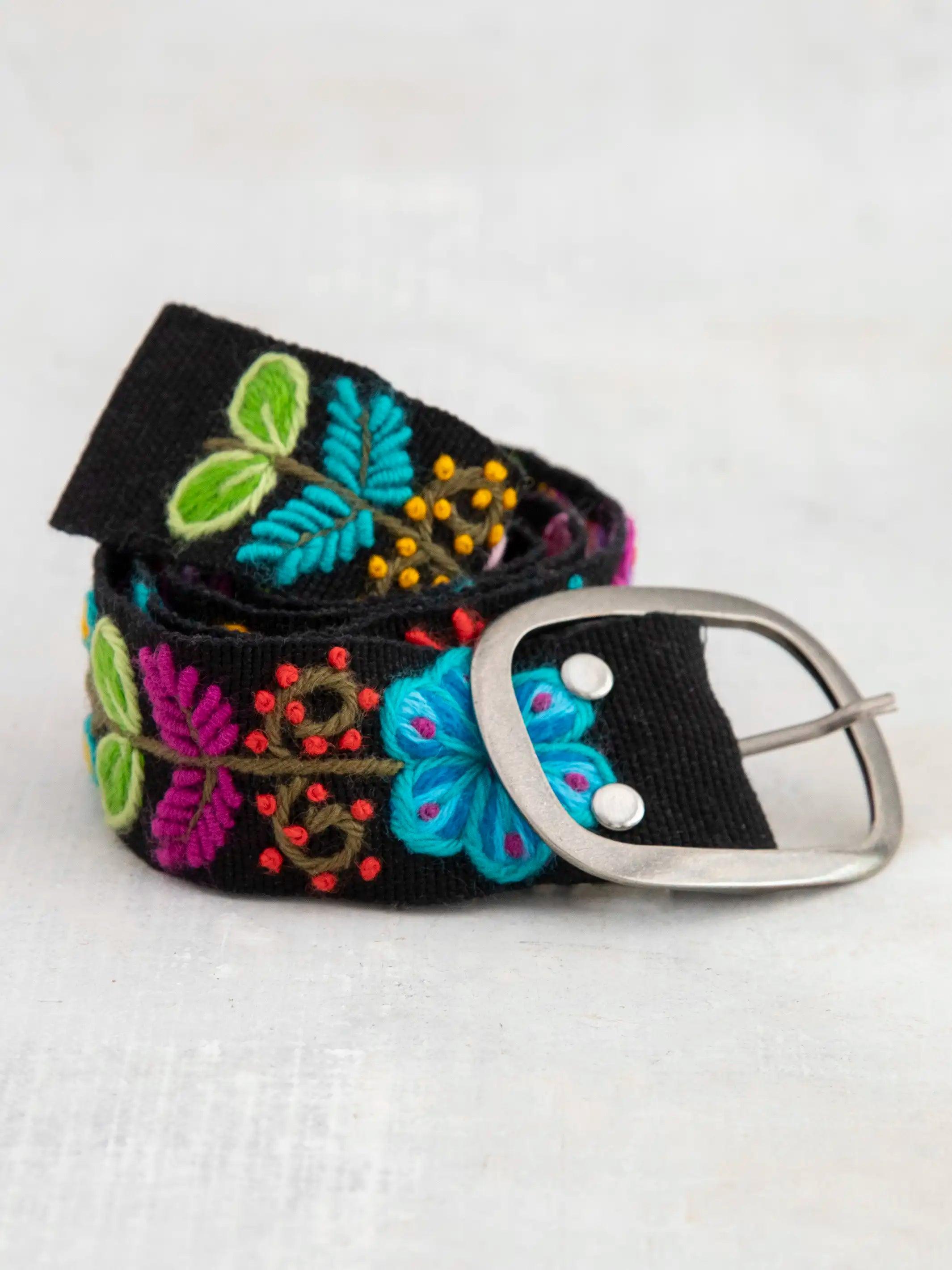 Hand Embroidered Belt - Black Product Image