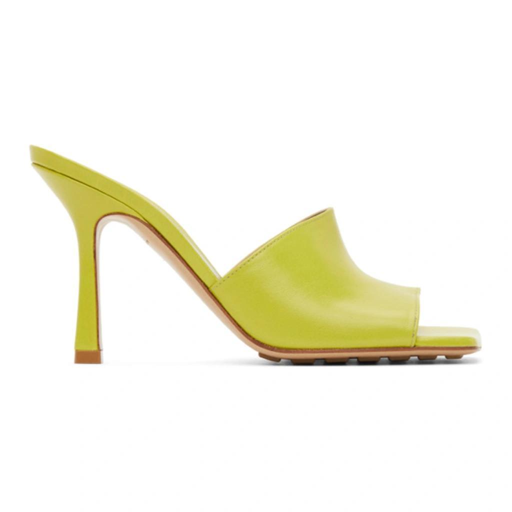 Green Stretch Heeled Sandals In 7275 Kiwi Product Image