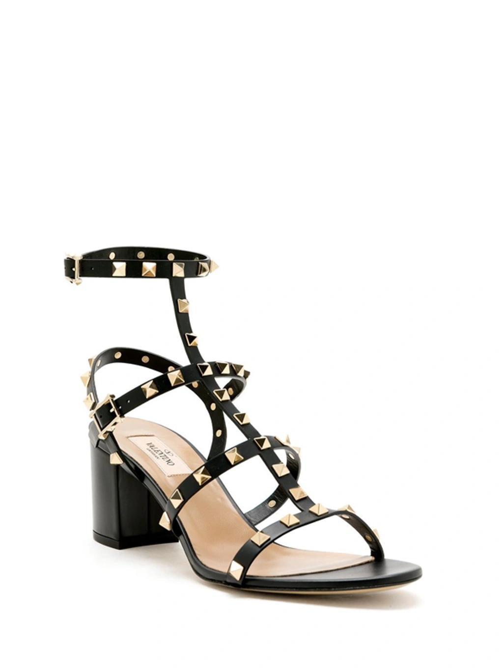 Rockstud Strappy Sandals In Black Product Image