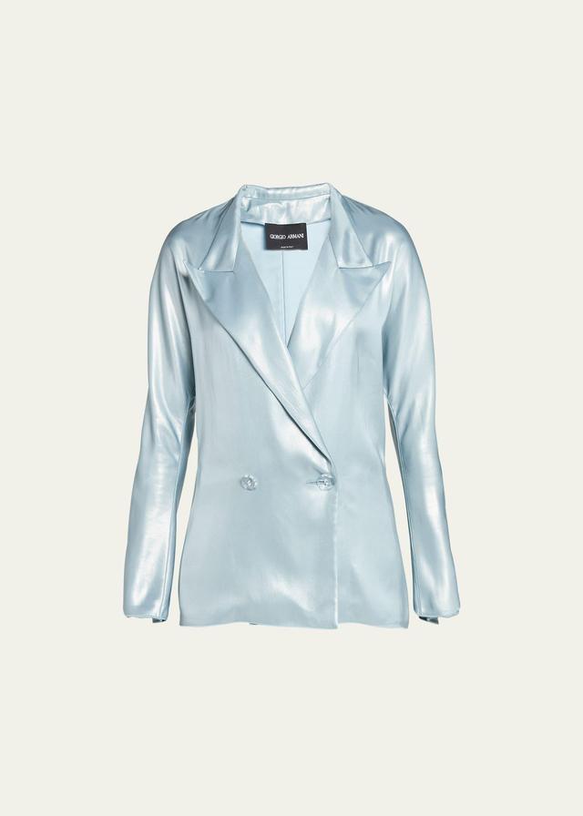 Womens Laminated Satin Relaxed Blazer Product Image