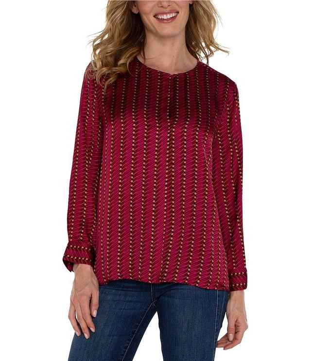 Liverpool Los Angeles Printed V-Neck Long Sleeve Blouse Product Image