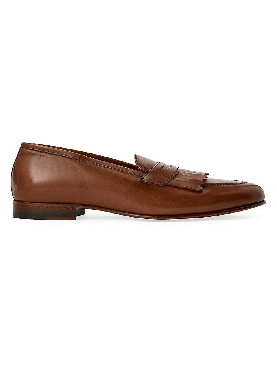 Mens Burnished Leather Tassel Loafers Product Image