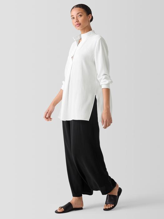 EILEEN FISHER Silk Georgette Crepe Stand Collar Topfemale Product Image