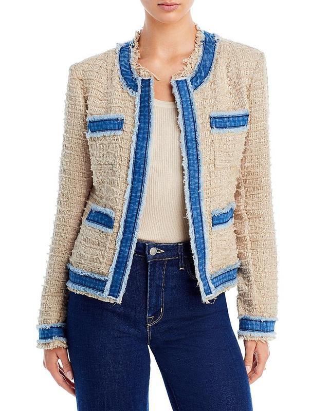 Womens Agnes Tweed Denim-Trim Jacket Product Image