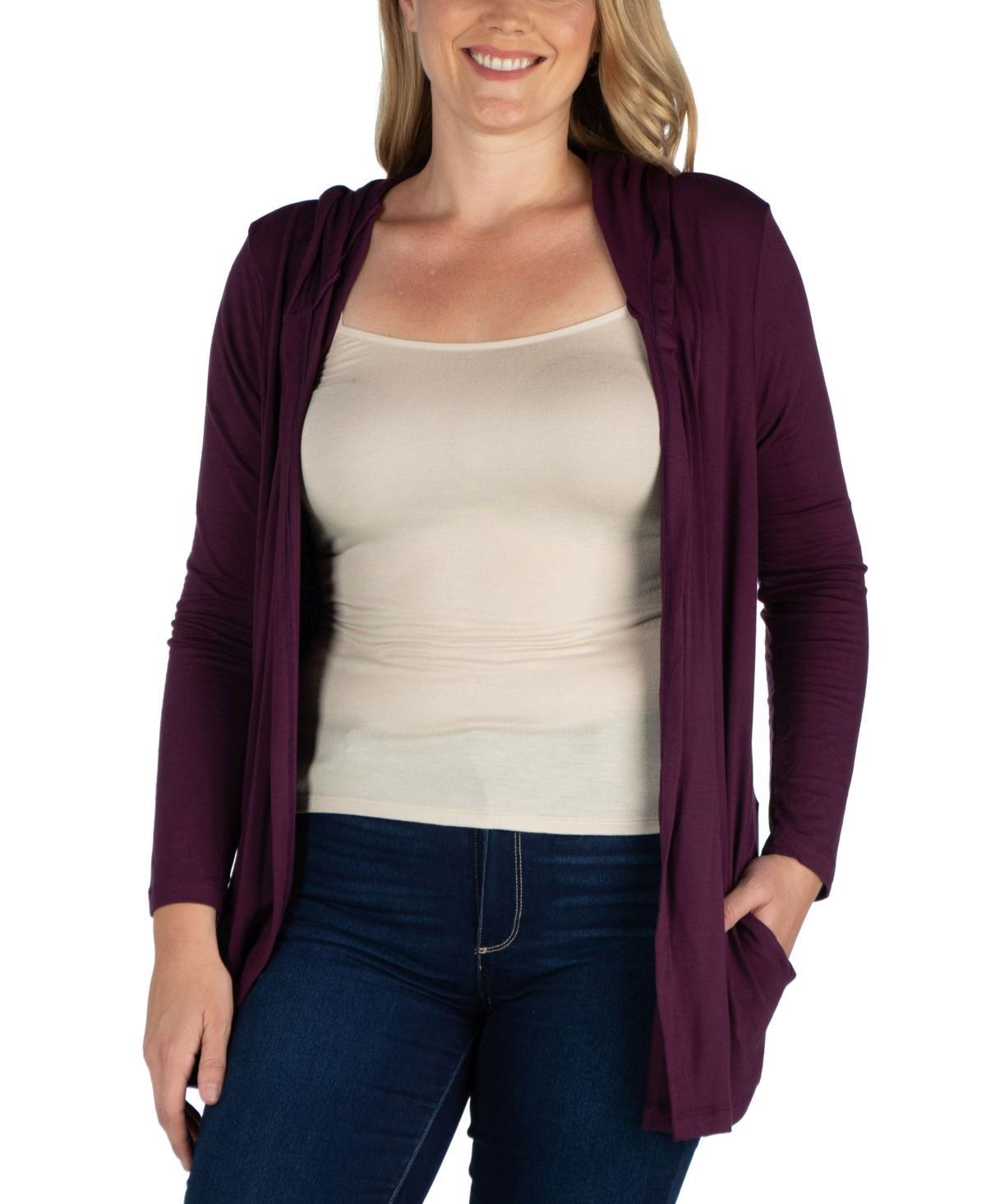 Womens Plus Size Hooded Cardigan Product Image