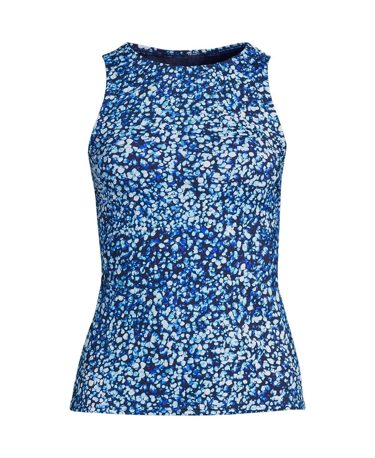 Plus Size Lands End UPF 50 Bust Minimizer Tankini Top, Womens Blue Product Image