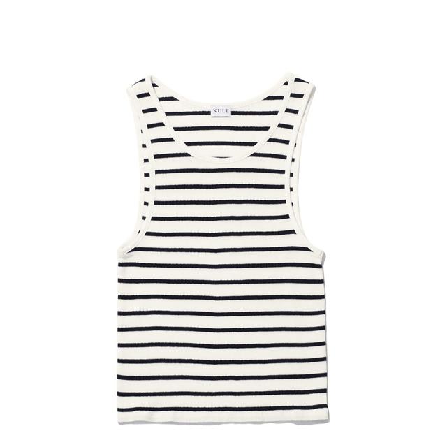 The Ribbed Eleni - Cream/Navy Female Product Image