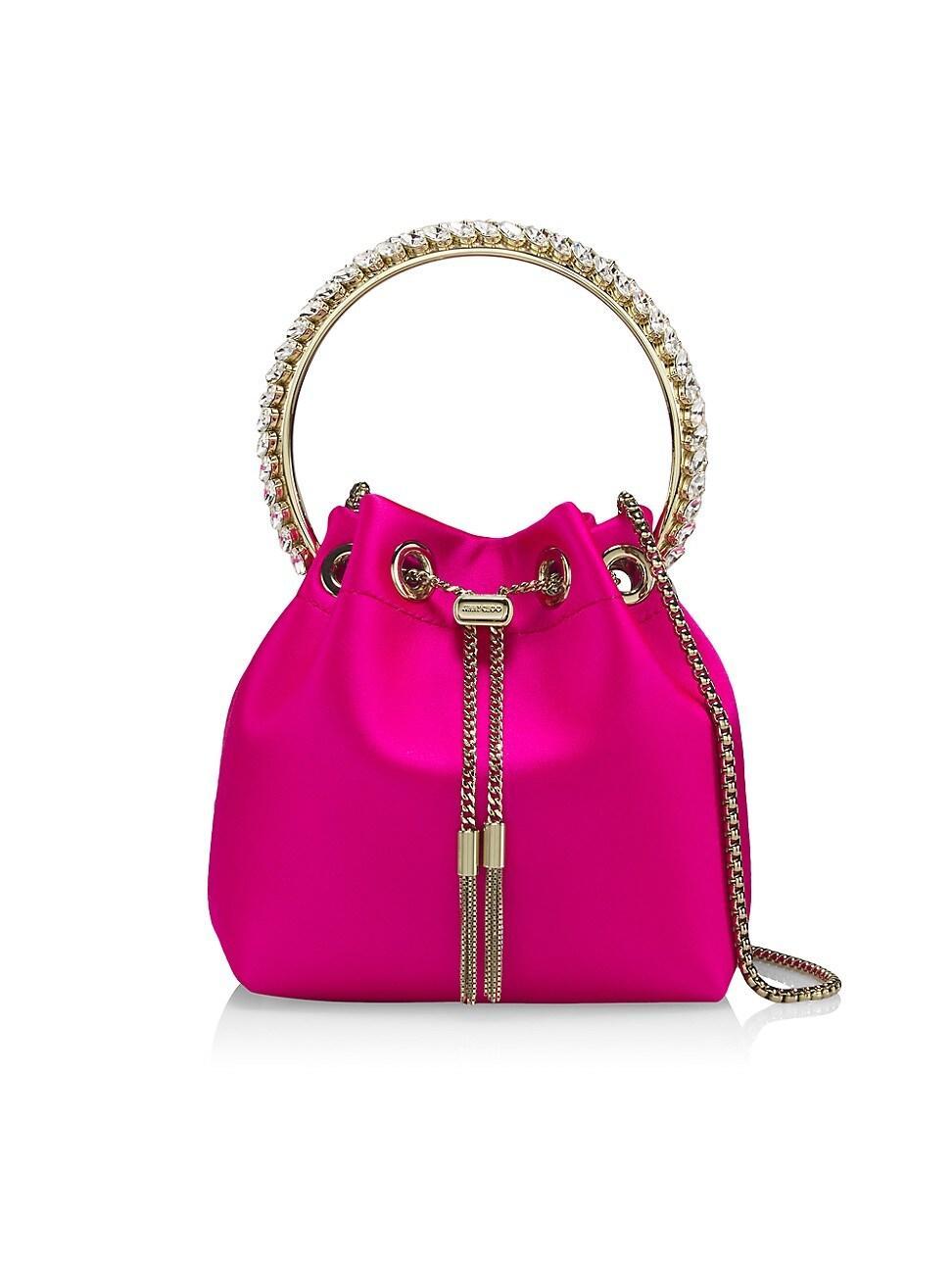 Womens Bon Bon Crystal-Embellished Satin Bucket Bag Product Image