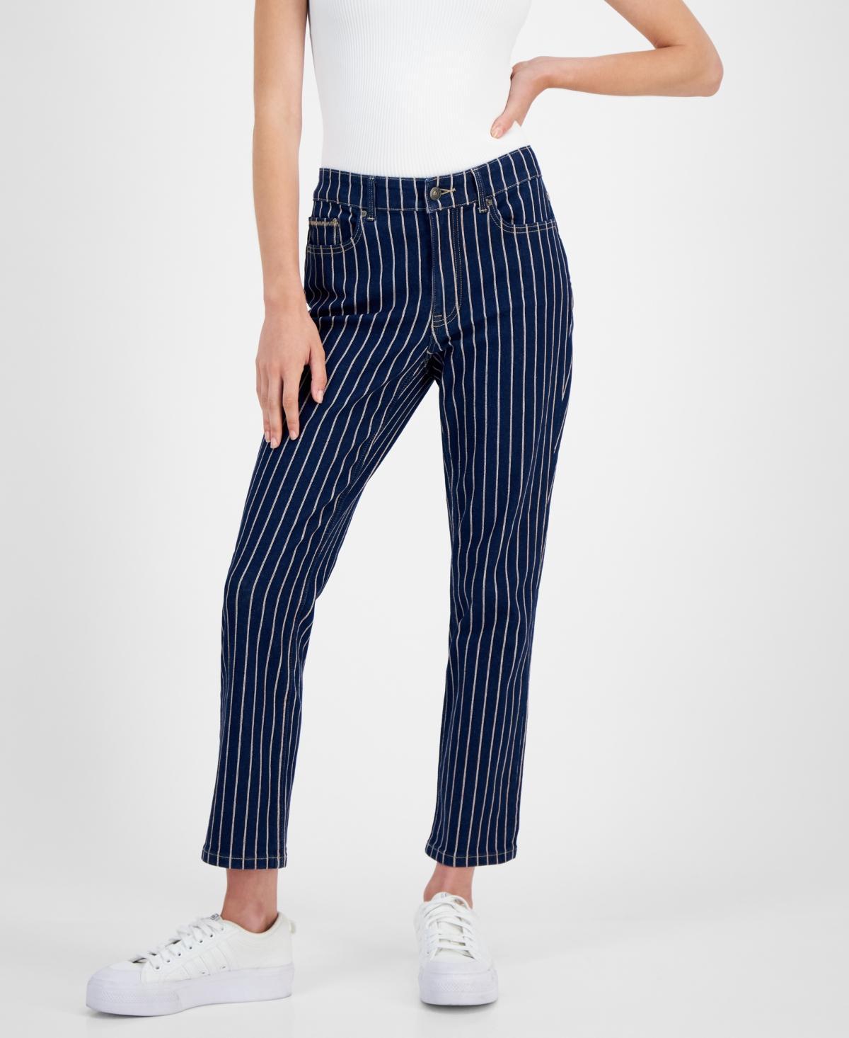 Nautica Jeans Womens Striped Straight-Leg Ankle Jeans product image