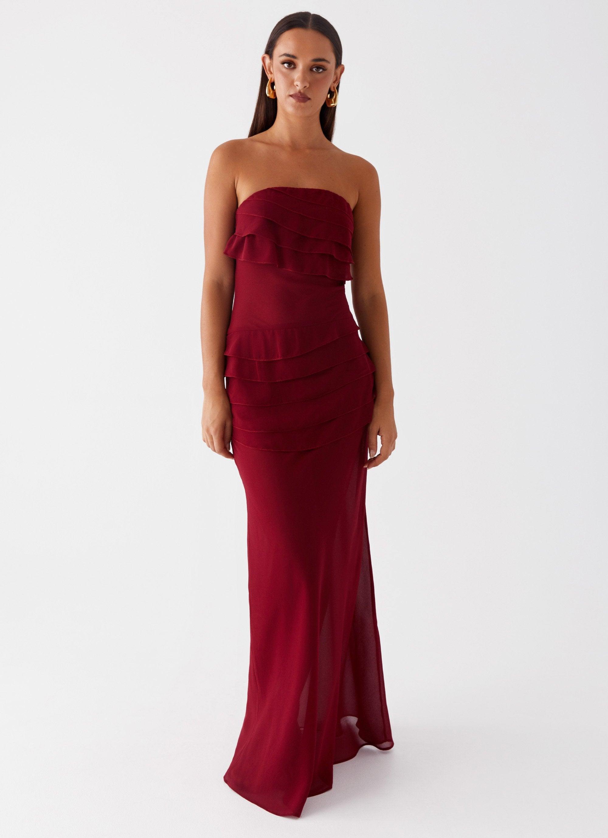 Into The Night Maxi Dress - Cherry Red Product Image