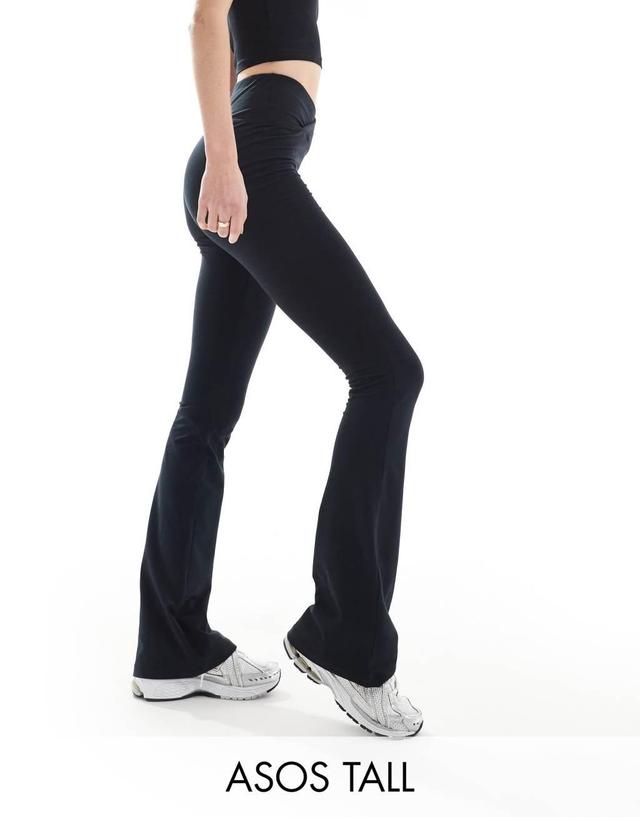 ASOS 4505 Tall slim kick leggings with wrap waist in soft touch fabric in black Product Image