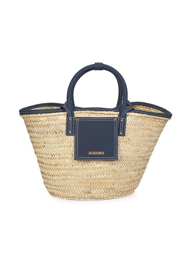 Womens Le Panier Soli Straw & Leather Tote Bag Product Image