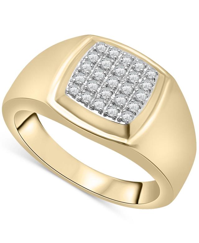 Mens Diamond Cluster Ring (1/4 ct. t.w.) in 14k Gold-Plated Sterling Silver Product Image