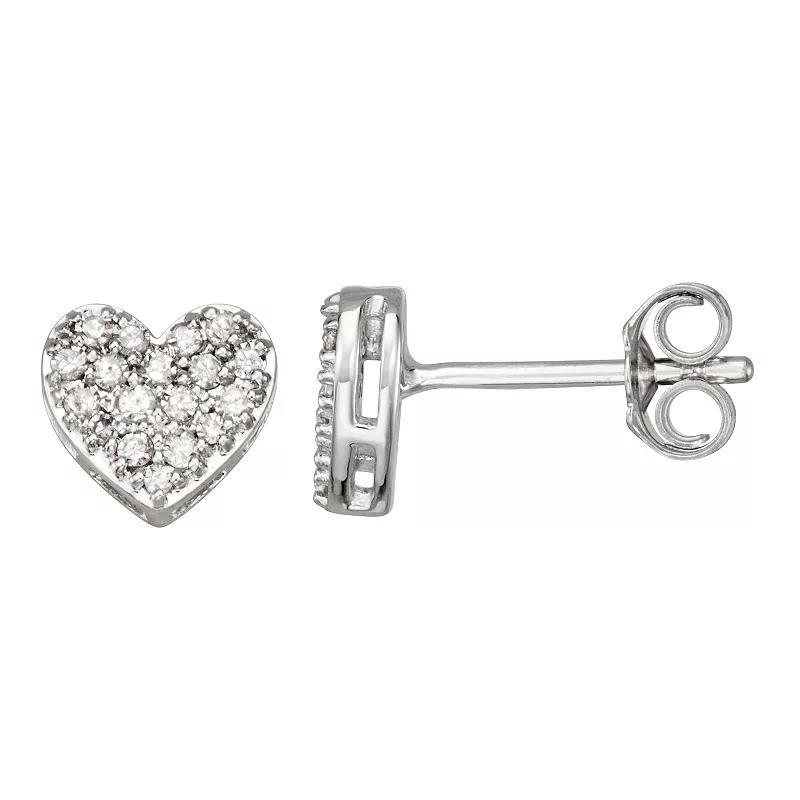 HDI 1/5 Carat T.W. Diamond Heart Earrings, Womens, 10k White Gold Product Image