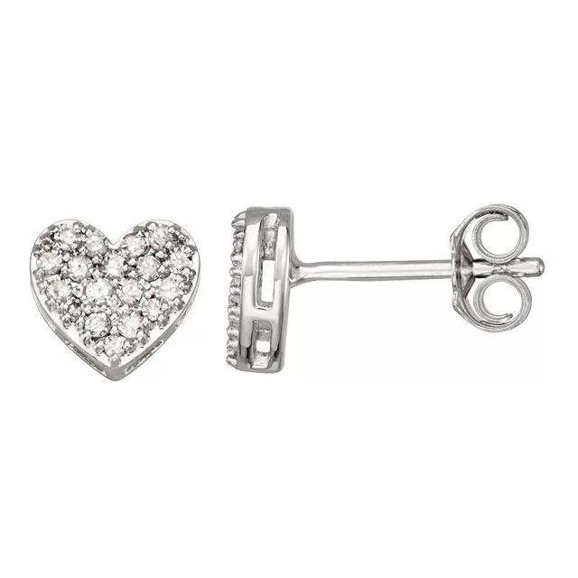 HDI 1/5 Carat T.W. Diamond Heart Earrings, Womens, White Product Image