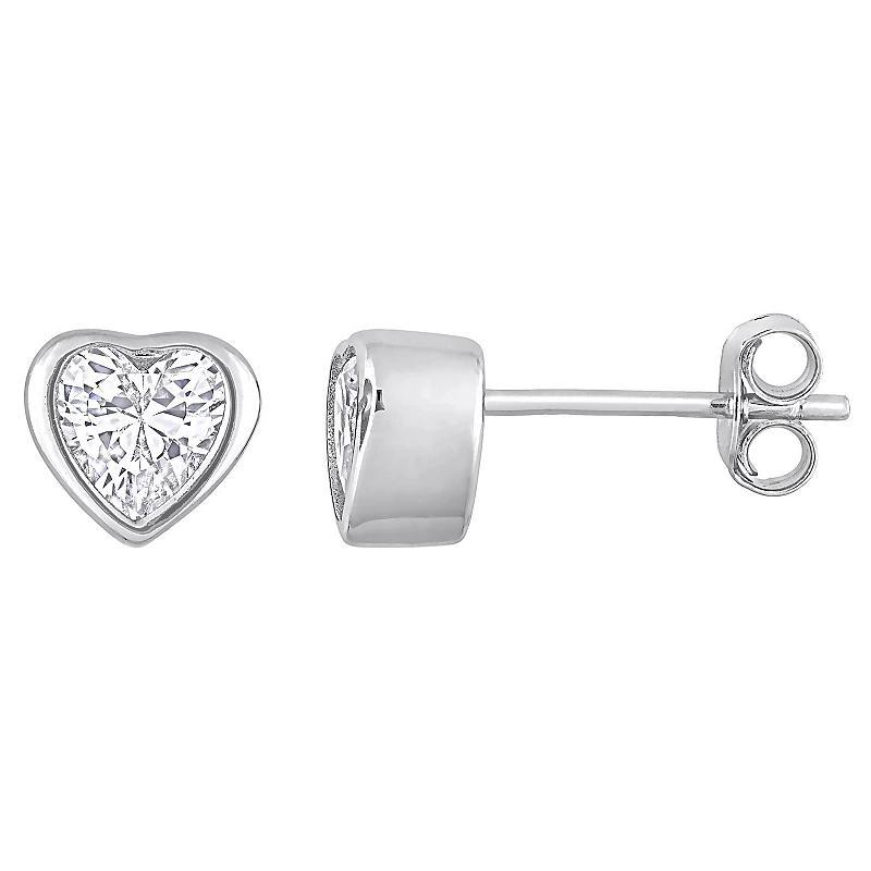 Stella Grace Sterling Silver Cubic Zirconia Heart Stud Earrings, Womens Product Image