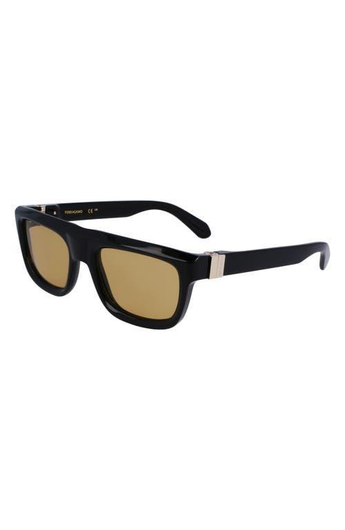 FERRAGAMO Men's Prisma Acetate Square Sunglasses, 56mm In Black/gold Product Image