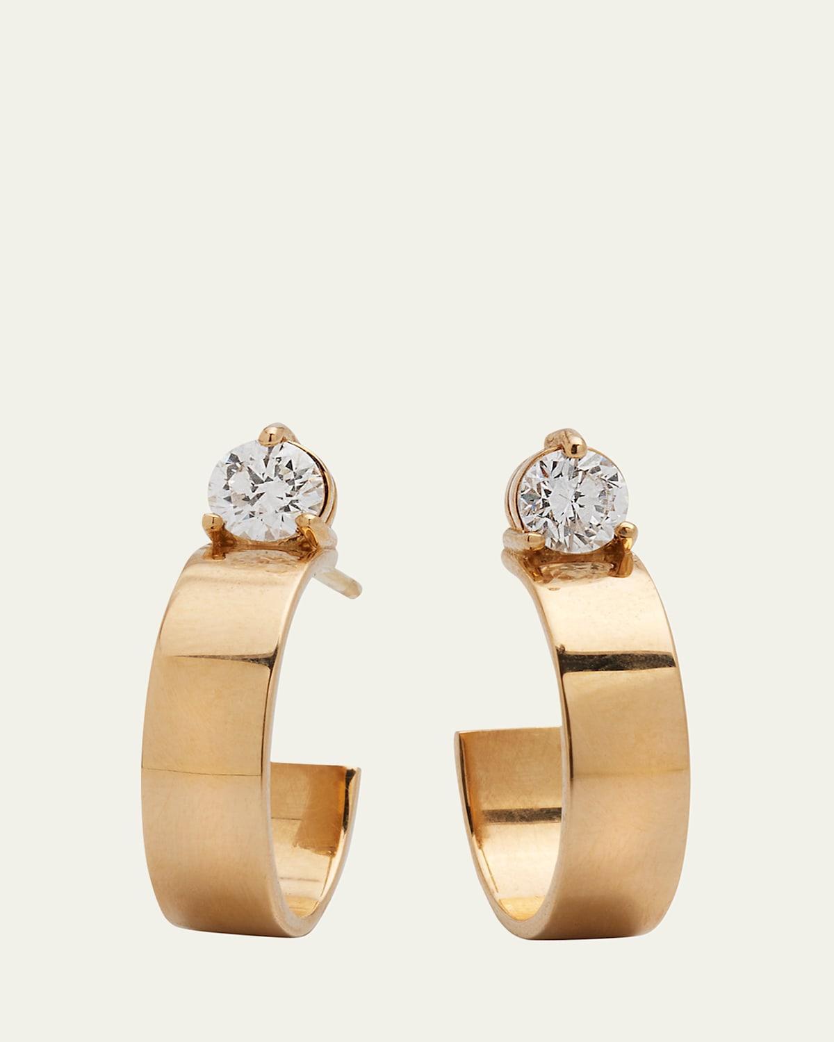 Womens Vanity 14K Yellow Gold & 0.5 TCW Diamond Huggie Hoop Earrings Product Image