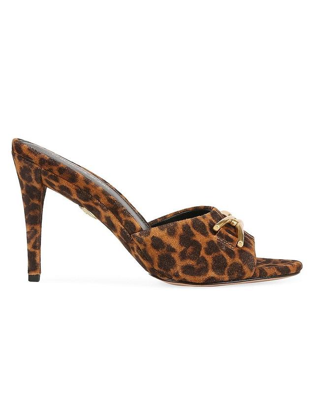 Womens Mirren 95MM Leopard-Print Leather Sandals Product Image