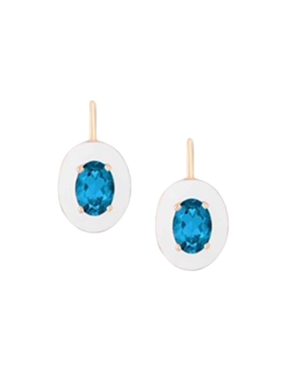 Womens Queen 18K Yellow Gold, London Blue Topaz, & Enamel Drop Earrings Product Image