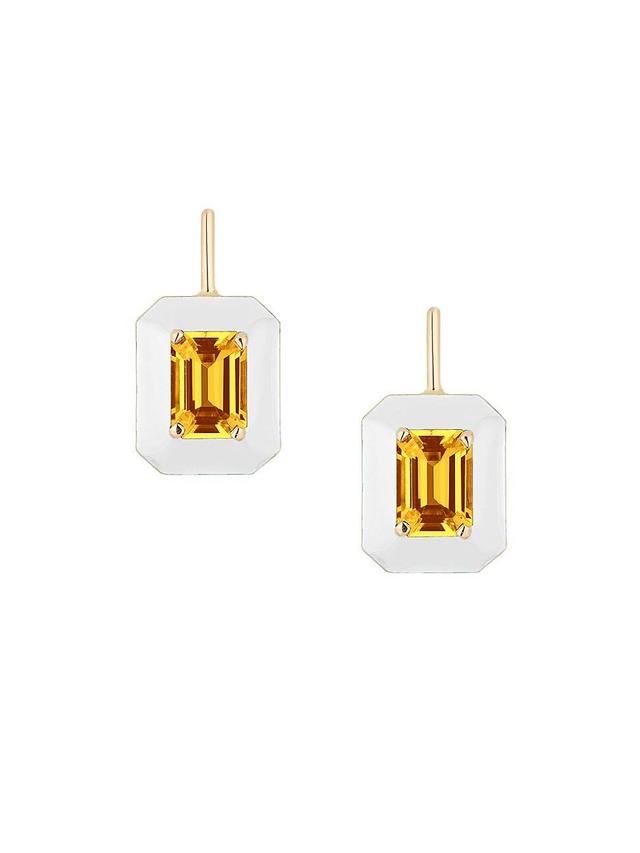 Womens Queen 18K Yellow Gold, Citrine, & Enamel Drop Earrings Product Image