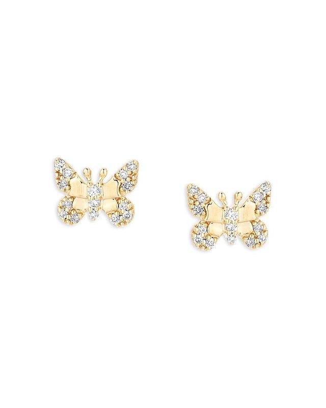 Adina Reyter 14K Yellow Gold Diamond Butterfly Stud Earrings - Female Product Image