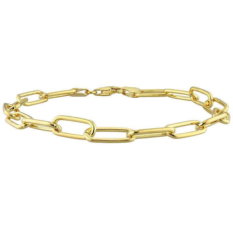 Stella Grace Mens 18k Gold Plated Silver Paper Clip Link Chain Bracelet Multicolor Product Image