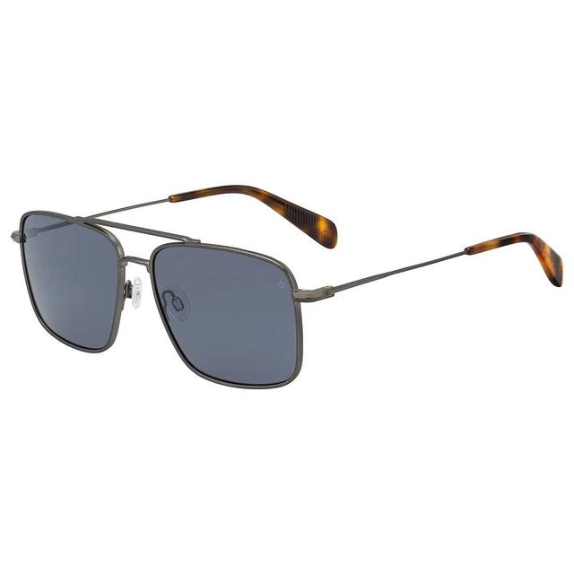 rag & bone 5022/S Square Aviator Sunglasses Matte Silver/Grey Blue Lens Product Image