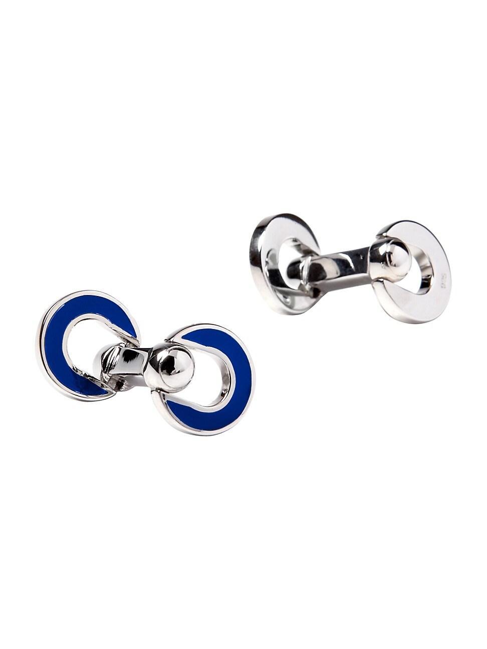 Mens Horseshoe Sterling Silver & Enamel Cufflinks Product Image