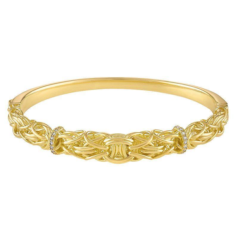 Tiara 14k Gold Over Silver Diamond Accent Byzantine Bangle Bracelet, Womens, Gold Tone Product Image