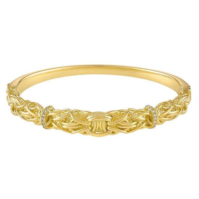 Tiara 14k Gold Over Silver Diamond Accent Byzantine Bangle Bracelet, Womens, Yellow Product Image