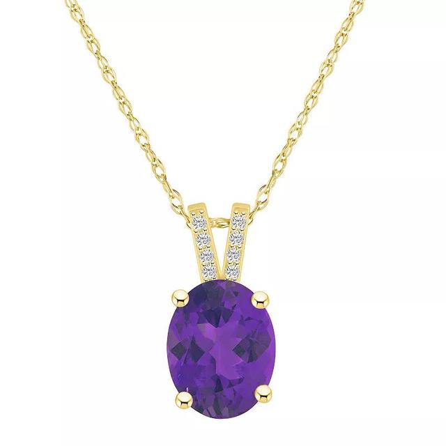 Alyson Layne 10k Gold Oval Gemstone Diamond Accent Pendant Necklace, Womens Purple Product Image