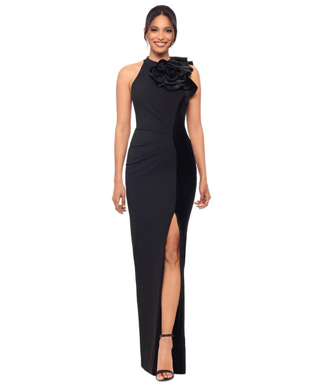 Betsy & Adam Womens Embellished Sleeveless Scuba Gown Product Image