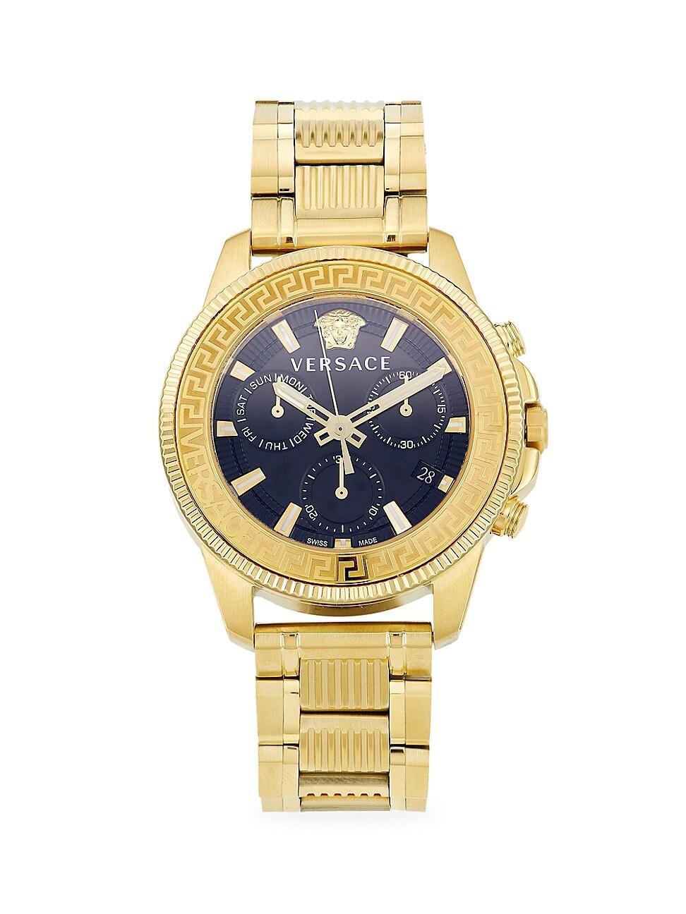 Mens Greca Action Goldtone Stainless Steel Chronograph Watch Product Image