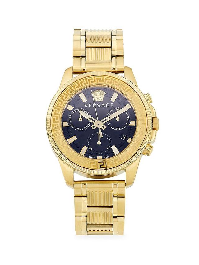 Mens Greca Action Goldtone Stainless Steel Chronograph Watch Product Image