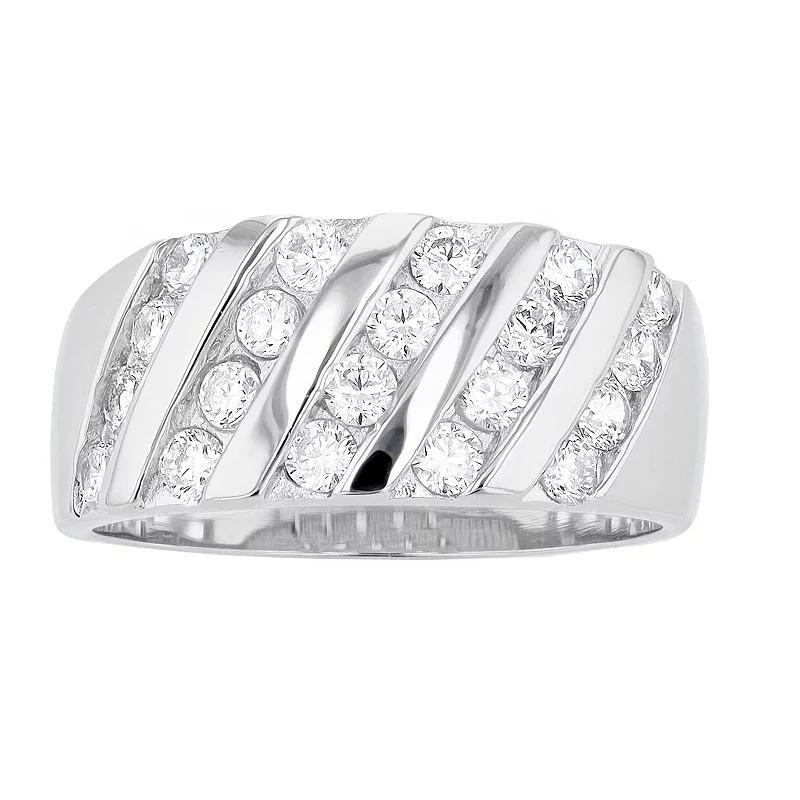 Sterling Silver 5 Row Crystal Ring, Womens White Product Image