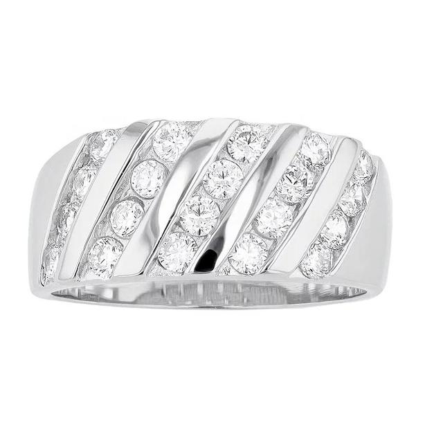 Sterling Silver 5 Row Crystal Ring, Womens, White Product Image