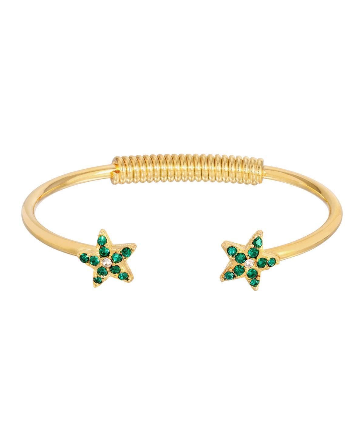 1928 Gold Tone Simulated Crystal Star Spring Bracelet, Womens, Gold Tone Green Product Image