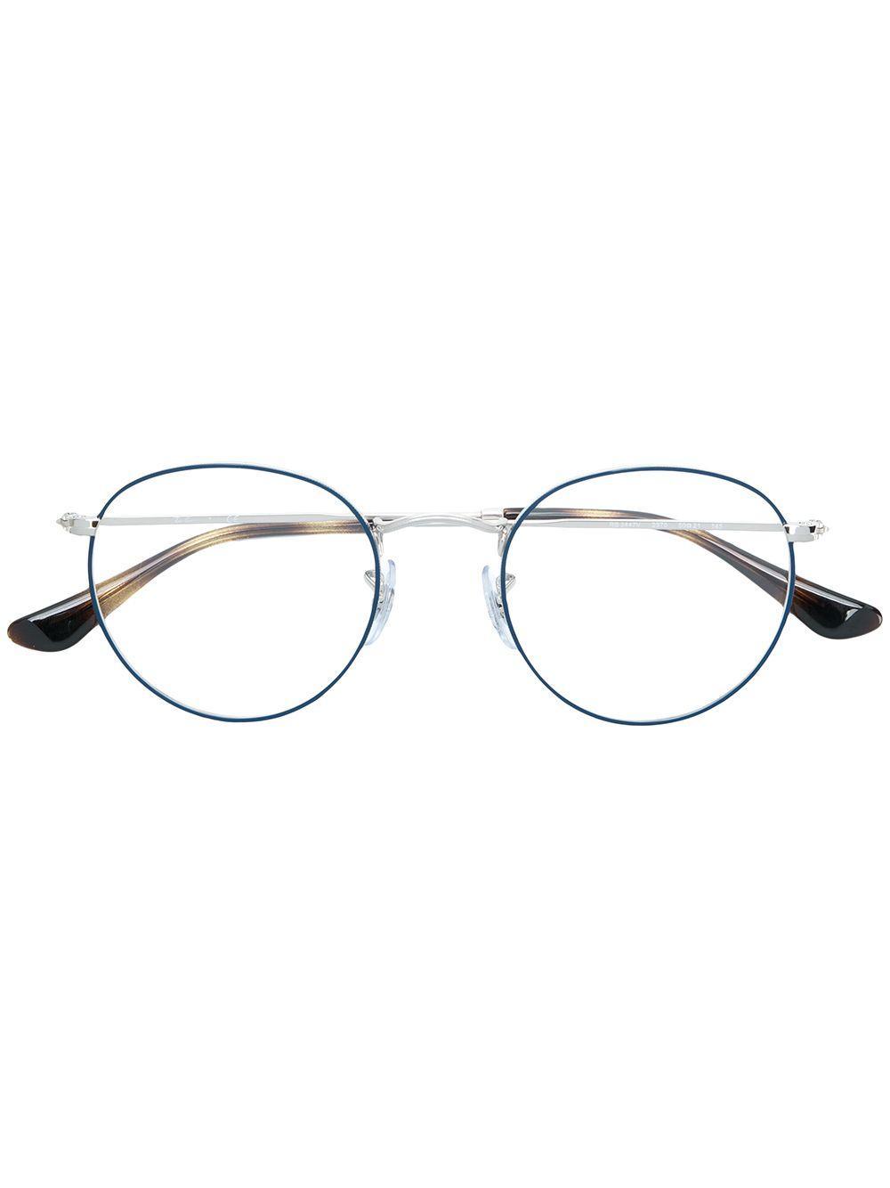 RAY BAN Round Framed Glasses In Blue Product Image