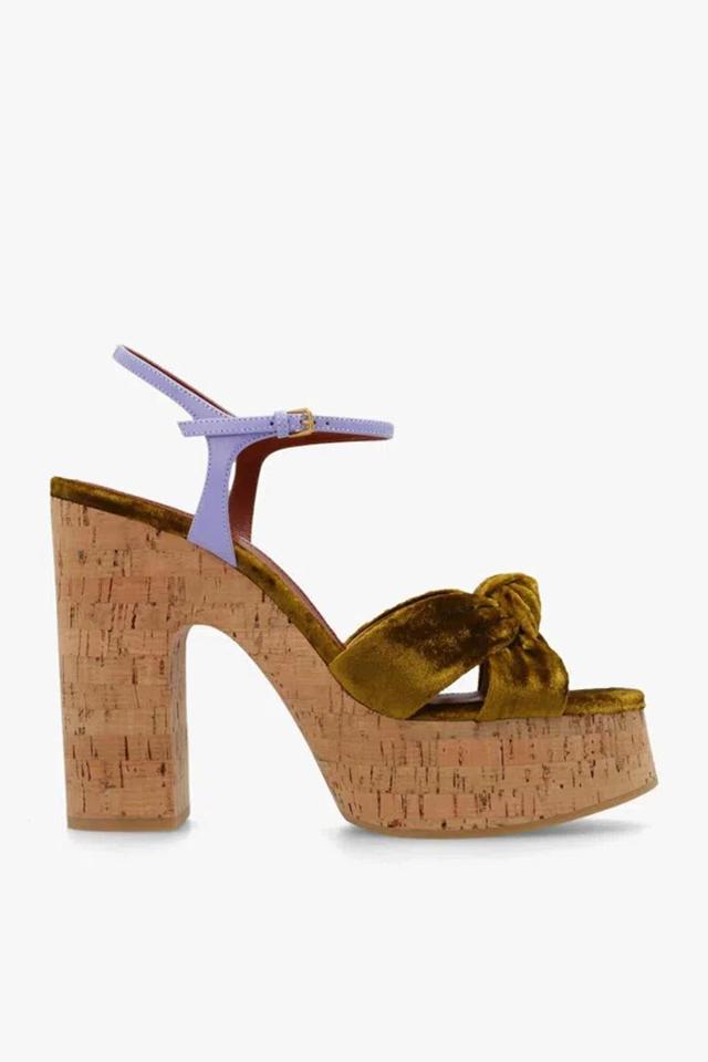 Bianca Knotted Ankle-strap Platform Sandals In Dark Gold Product Image