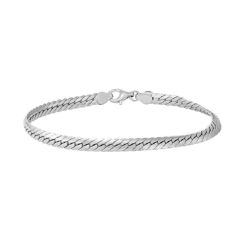 Mens Sterling Silver Herringbone Chain Bracelet, Size: 8.5, Grey Product Image