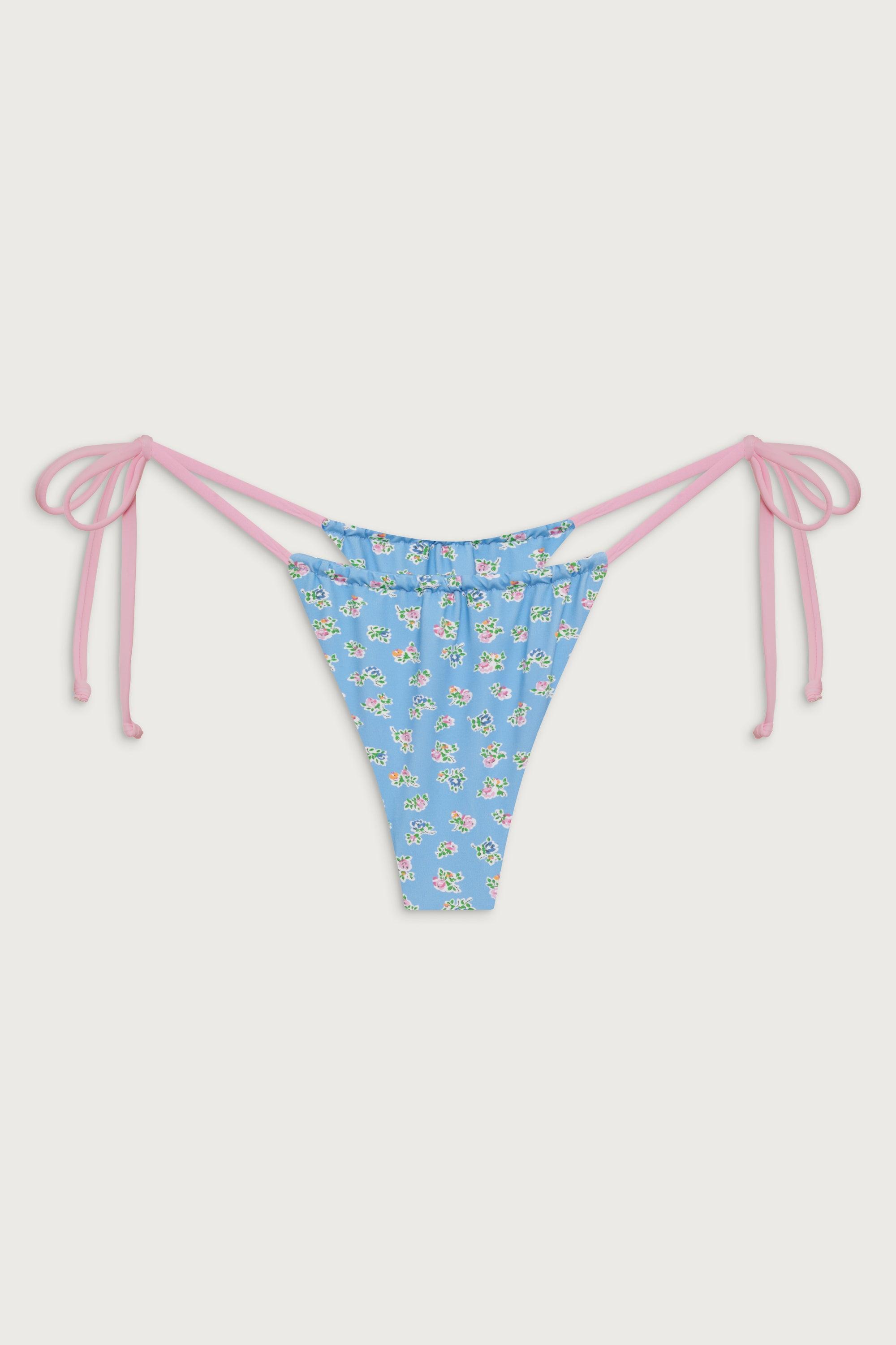 Tia Skimpy Floral Bikini Bottom - Blue Hawaii Product Image