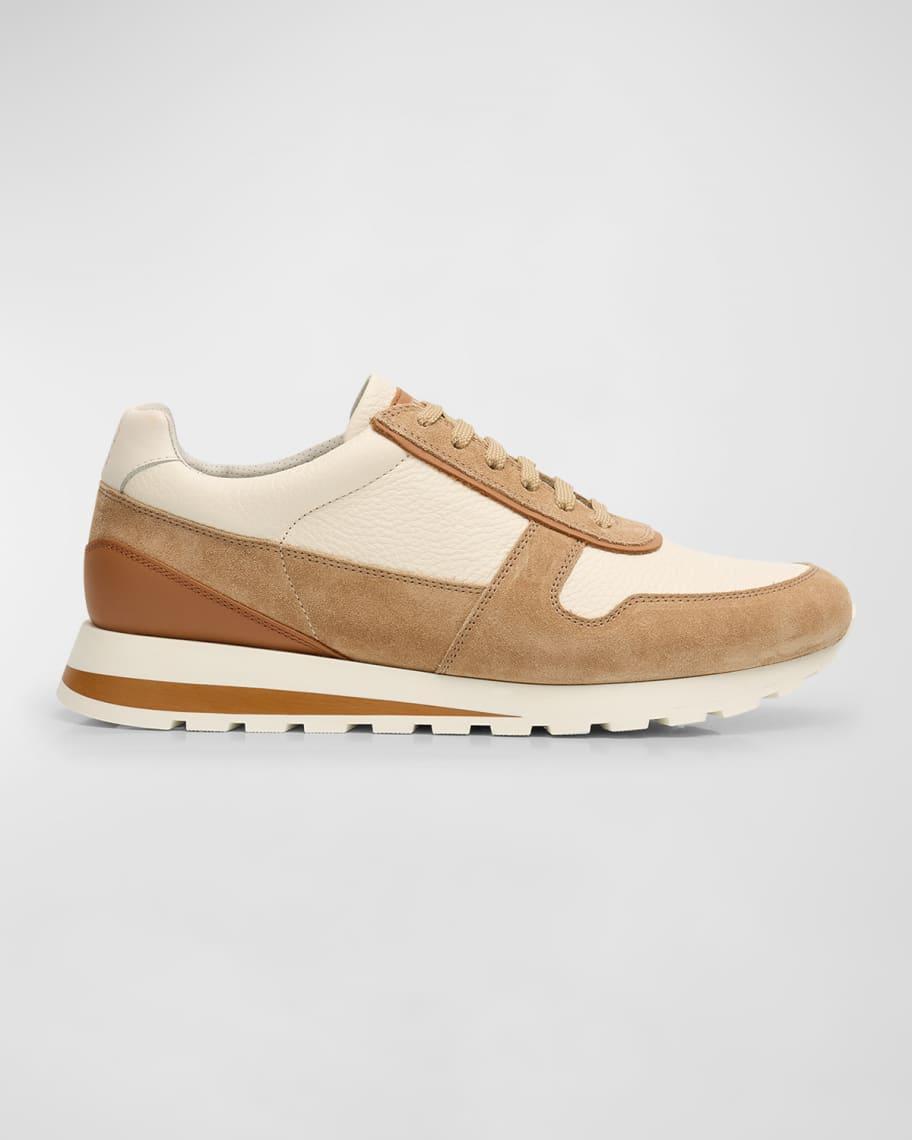 Men's Leather and Suede Runner Sneakers Product Image