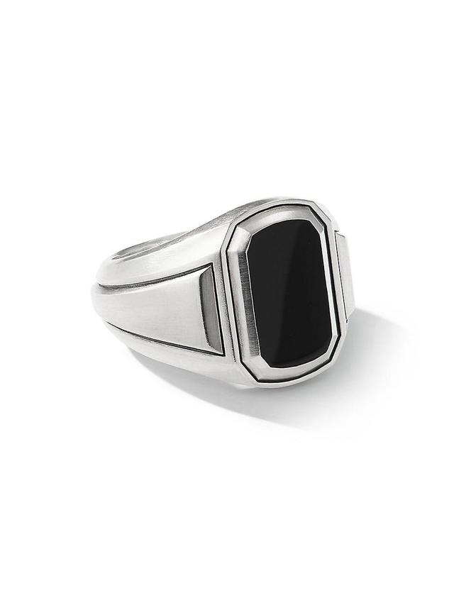 Mens Deco Signet Ring in Sterling Silver Product Image