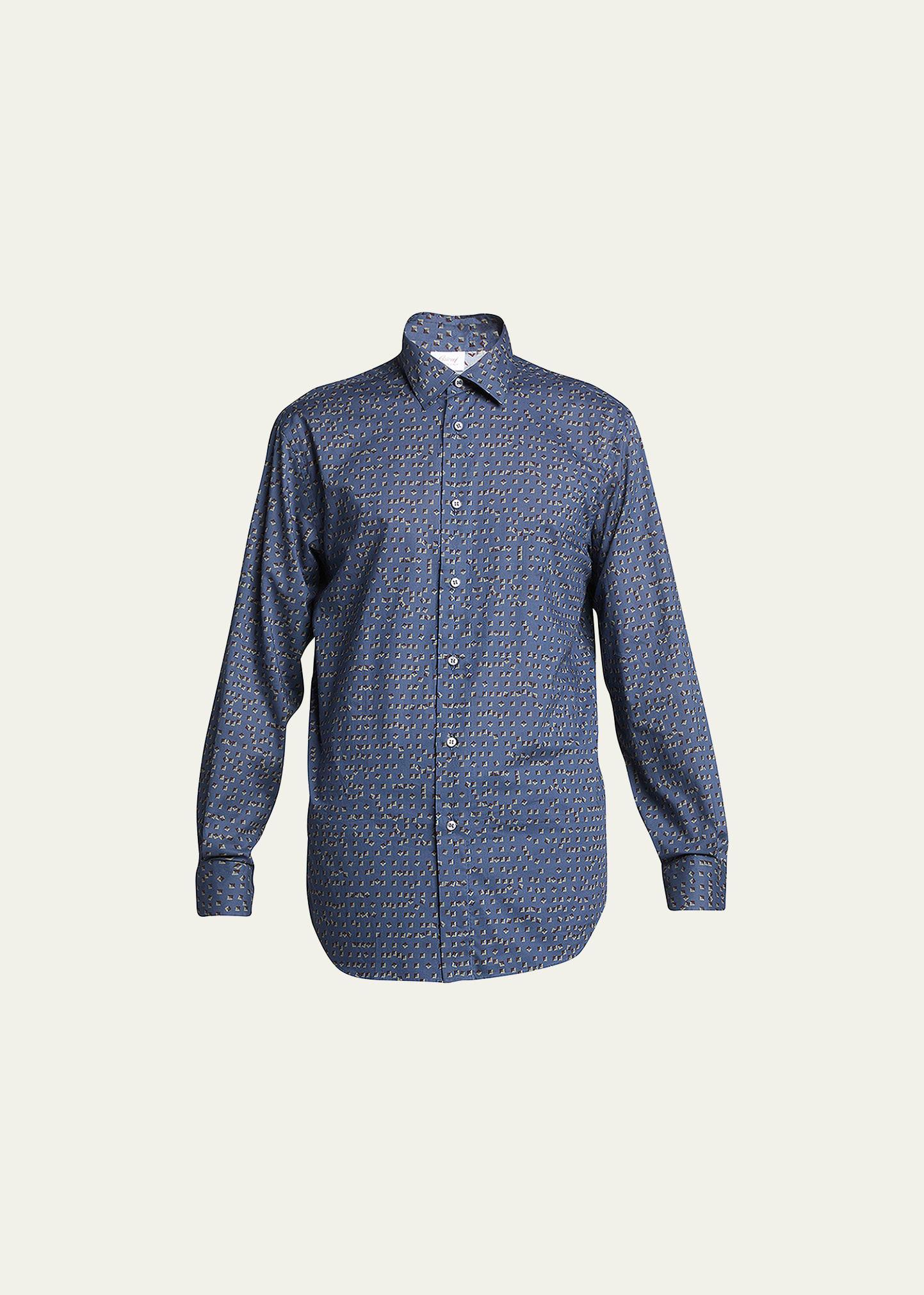 Mens Geometric Silk Sport Shirt Product Image