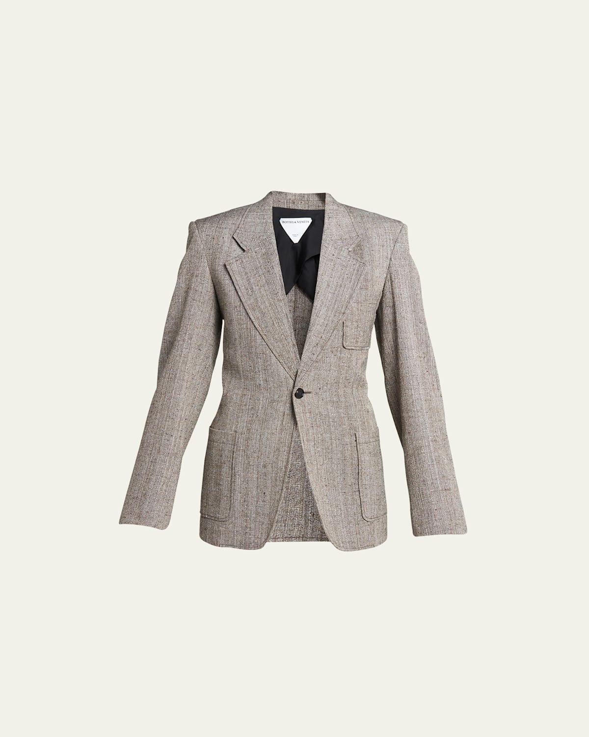 Knotted Melange Viscose Blazer Jacket Product Image