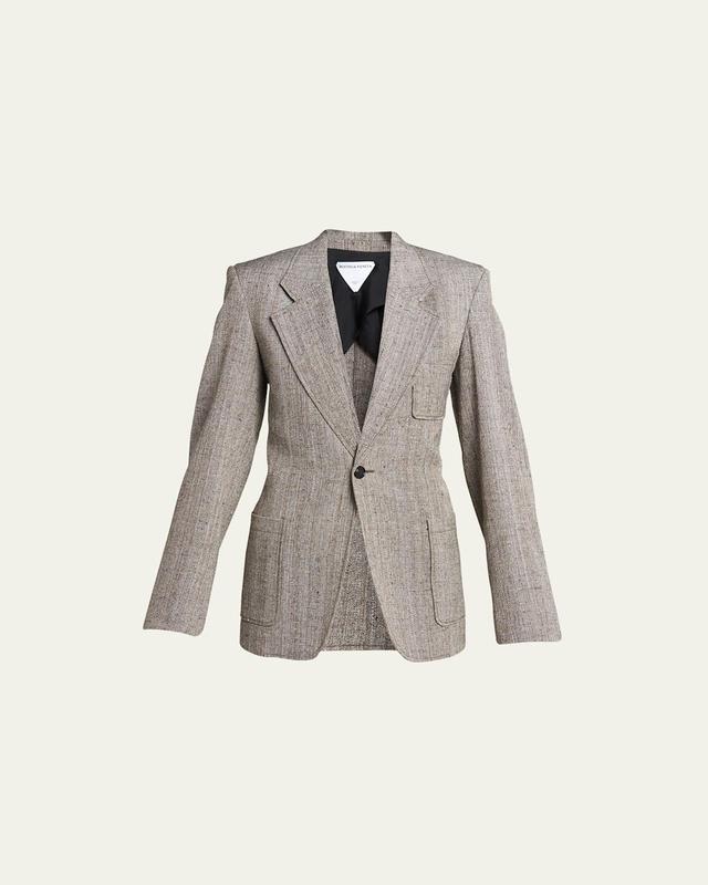 Knotted Melange Viscose Blazer Jacket Product Image