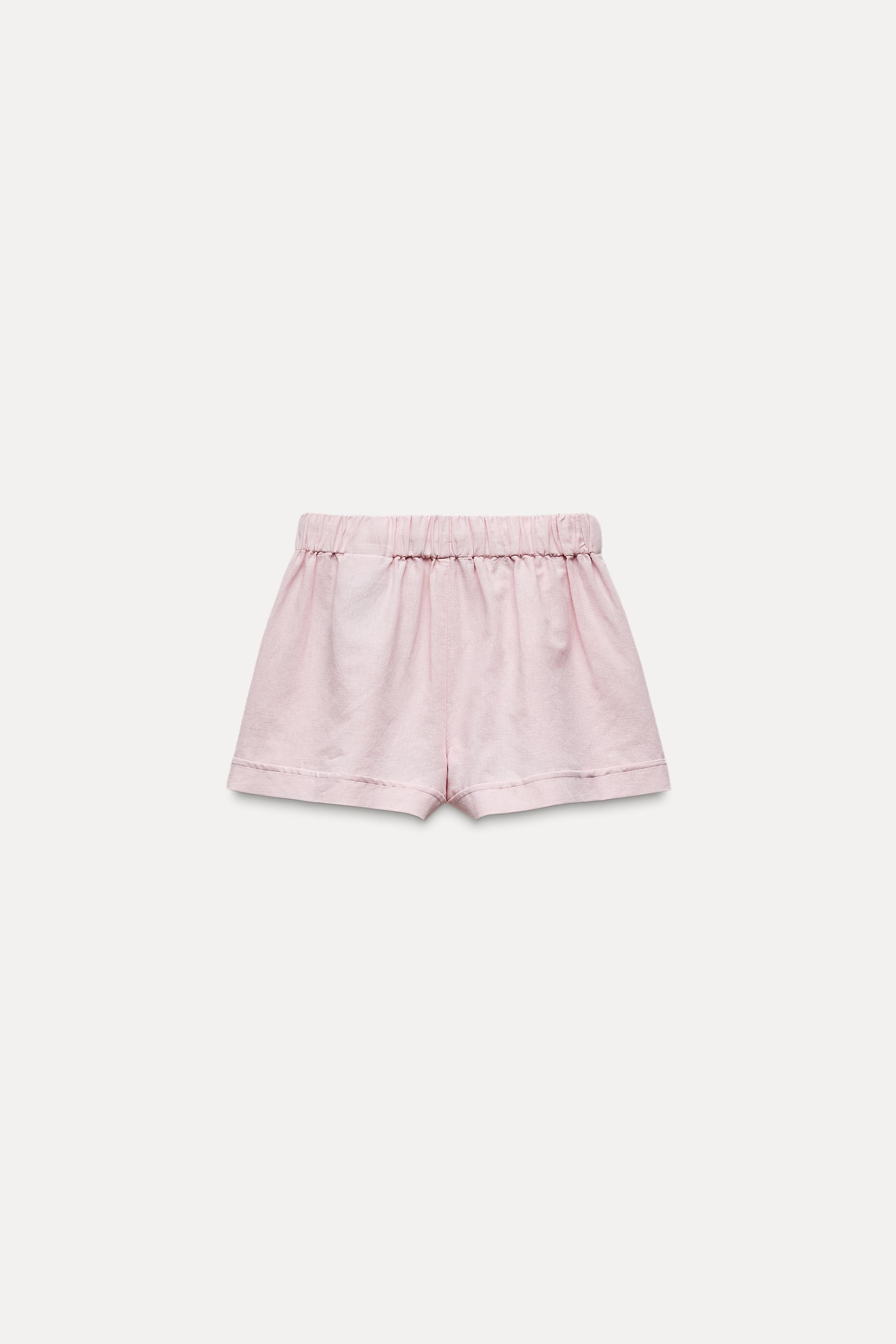 MID RISE LINEN BLEND SHORTS Product Image