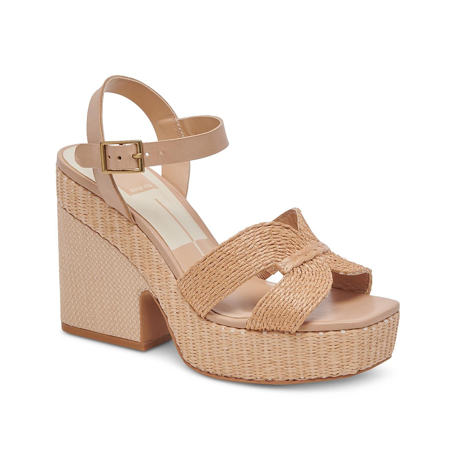 Dolce Vita Cale Raffia Ankle Strap Platform Sandals Product Image